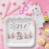 Assiettes En Carton Hiver Onederland Pink Silver Parties scintillant 1 (Fête)