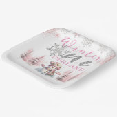 Assiettes En Carton Hiver Onederland Pink Silver Parties scintillant 1 (Angulaire)