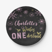 Assiettes En Carton Hiver Onederland Plaques de papier d'anniversaire  (Devant)