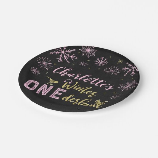 Assiettes En Carton Hiver Onederland Plaques de papier d'anniversaire  (Angle)