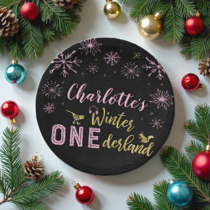 Assiettes En Carton Hiver Onederland Plaques de papier d'anniversaire 