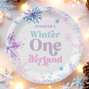 Assiettes En Carton Hiver Onederland Snowflakes Fille Neige Anniversai