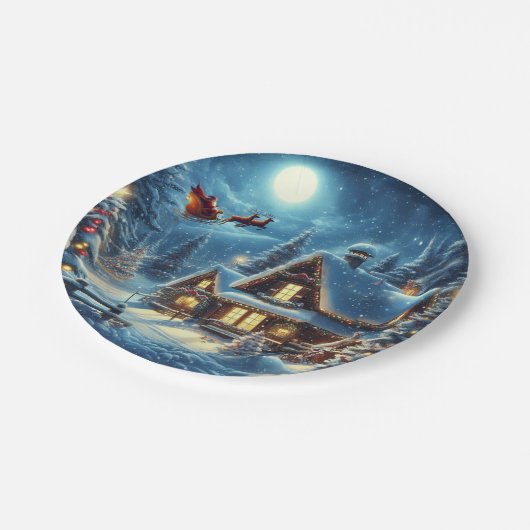 Assiettes En Carton Hiver/Père Noël/Noël/Neige (Angle)