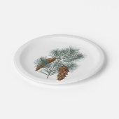 Assiettes En Carton Hiver Russe Bois Pine Cône et Branche (Angle)