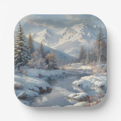 Assiettes En Carton Hivernal Pine Tree Forest Mountains (Recto)