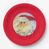 Assiettes En Carton Ho Ho Ho Santa Claus Face Mignonne Noël Rouge (Devant)