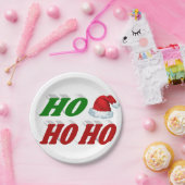 Assiettes En Carton Ho Ho Ho Santa Hat typographie Noël (Fête)