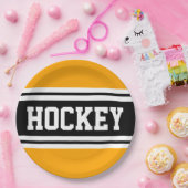 Assiettes En Carton HOCKEY Bright Jaune Noir Blanc Rayures de course (Fête)