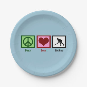 Assiettes En Carton Hockey de champ d'amour de paix
