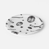 Assiettes En Carton Hockey noir et blanc anniversaire (Angle)