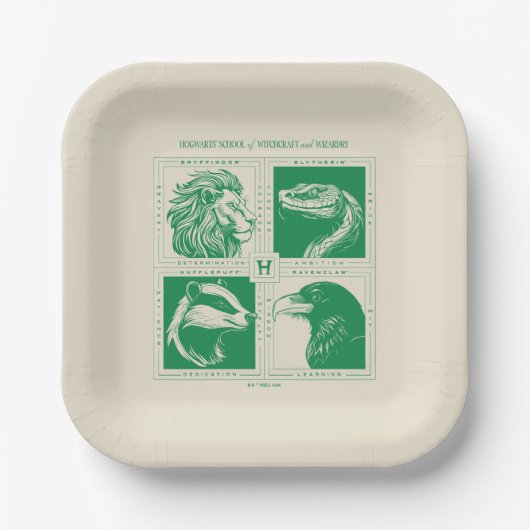 Assiettes En Carton HOGWARTS™ Grille d'animaux de maison (Recto)