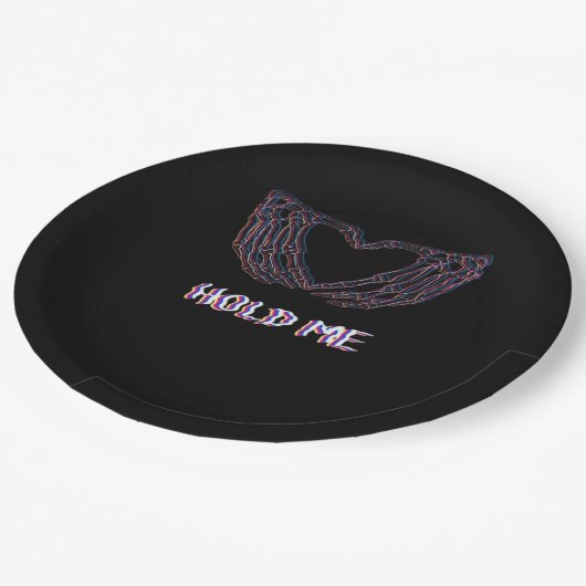 Assiettes En Carton Hold Me Classic - Skeleton Hand Heart (Angle)