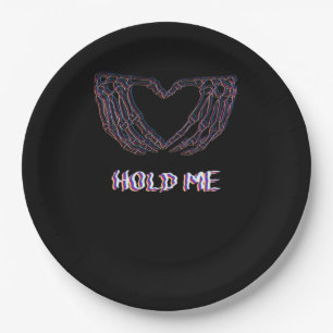 Assiettes En Carton Hold Me Classic - Skeleton Hand Heart