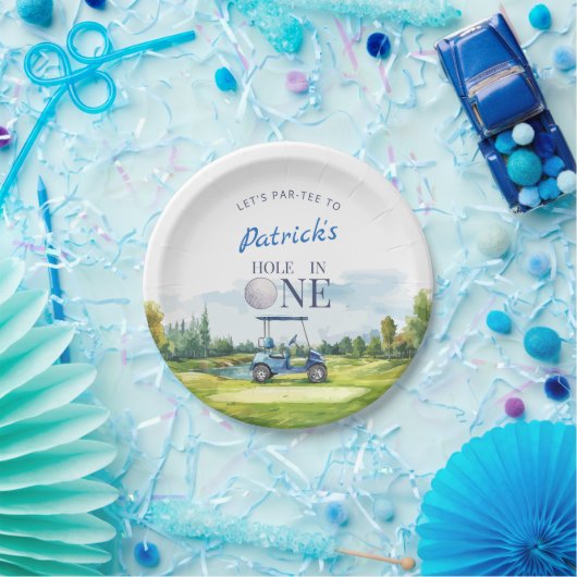 Assiettes En Carton Hole In One Golf 1st Birthday  (Fête)