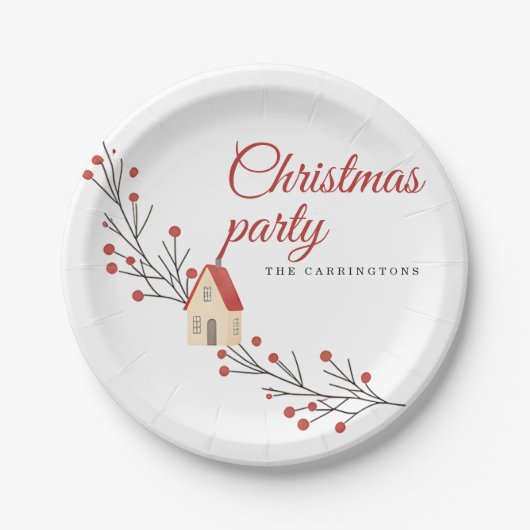 Assiettes En Carton Holiday Berry Branch Christmas (Devant)