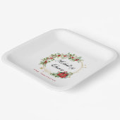 Assiettes En Carton Holiday Cheer Poinsettia Wreath Gold Personalized (Angulaire)