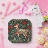 Assiettes En Carton Holiday Cheer Reindeer William Morris Inspired (Fête)