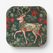 Assiettes En Carton Holiday Cheer Reindeer William Morris Inspired (Recto)