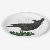 Assiettes En Carton Holiday Crow with Top Hat (Angle)