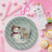 Assiettes En Carton Holiday Designed Snowman And Deer (Fête)