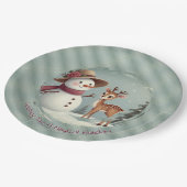 Assiettes En Carton Holiday Designed Snowman And Deer (Angle)