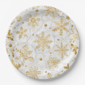 Assiettes En Carton Holiday paper plate in gold and white (Devant)