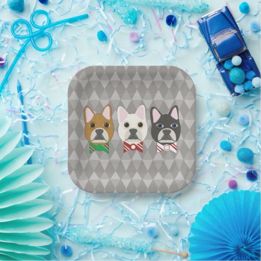 Assiettes En Carton Holiday Pups Gray Diamond (Fête)
