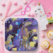 Assiettes En Carton Holiday Purple, Blue, and Gold Abstract Art (Fête)