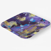 Assiettes En Carton Holiday Purple, Blue, and Gold Abstract Art (Angulaire)