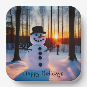 Assiettes En Carton Holiday Snowman