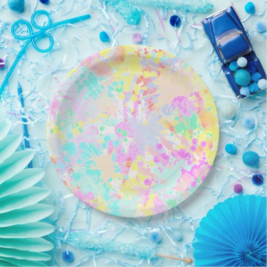 Assiettes En Carton holiES - Splashes pastel motif transparent 1 (Fête)