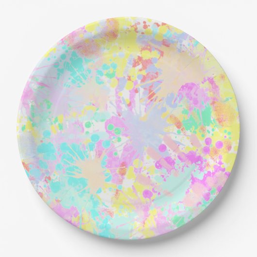 Assiettes En Carton holiES - Splashes pastel motif transparent 1 (Devant)