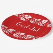 Assiettes En Carton hollies blanches en rouge - Dieu Jul (Angle)