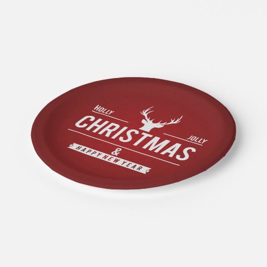 Assiettes En Carton Holly Jolly Christmas Reindeer | Fêtes (Angle)