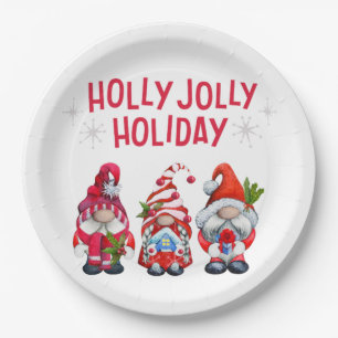 Assiettes En Carton Holly Jolly Gnomes Holiday