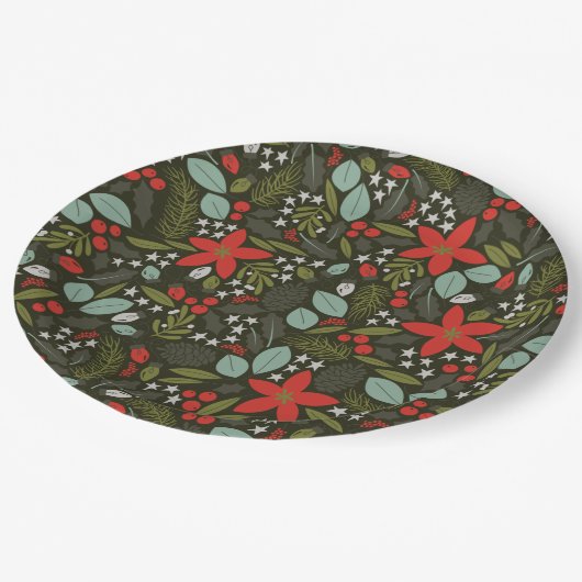 Assiettes En Carton Holly Jolly Motif d'hiver (Angle)