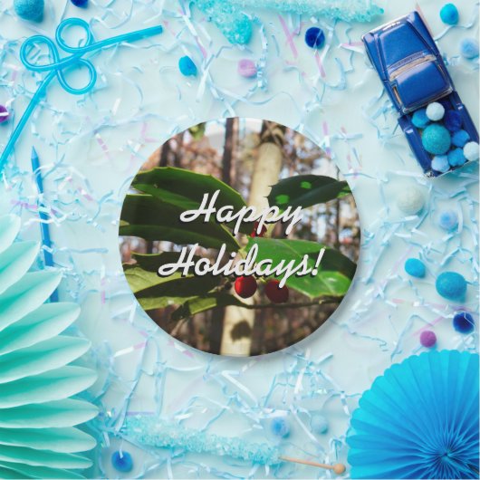 Assiettes En Carton Holly Leaves (Fête)