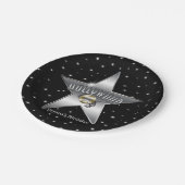 Assiettes En Carton Hollywood Silver Star Black Anniversaire Party (Angle)