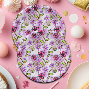 Assiettes En Carton Holographique Arc-en-ciel - Collage floral