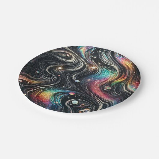 Assiettes En Carton Holographique Parties scintillant arc-en-ciel les (Angle)