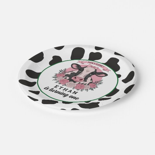 Assiettes En Carton Holy Cow I’m One Cowgirl 1st Birday Party (Angle)