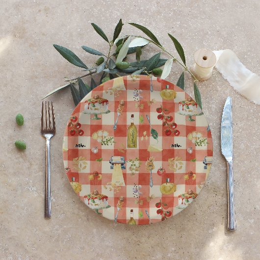 Assiettes En Carton Holy Ravioli Gingham Pattern | Little Meatball