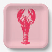 Assiettes En Carton Homard Fuchsia sur rose clair (Recto)
