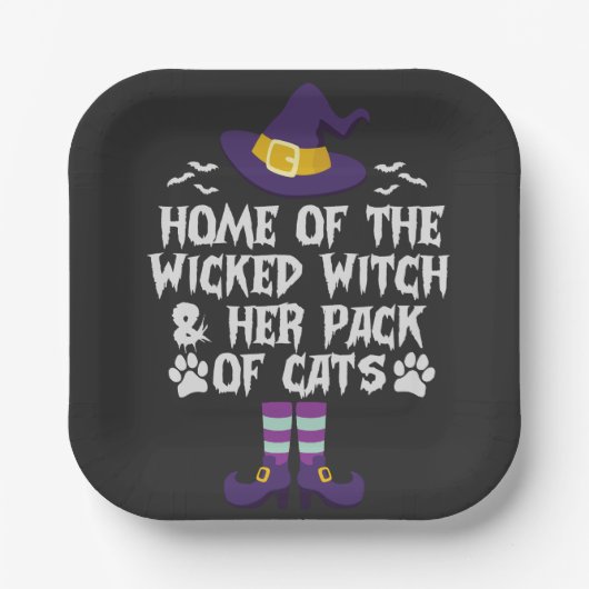 Assiettes En Carton Home Of The Wicked Witch & Her Pack of Cats Funny (Recto)