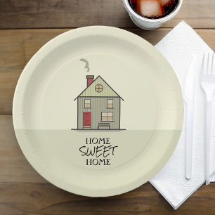 Assiettes En Carton Home Sweet Home Citation Cute Maison de chauffage 