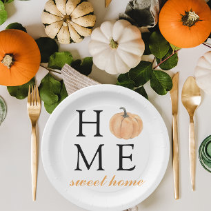 Assiettes En Carton Home Sweet Home   Citrouille orange   Saison autom