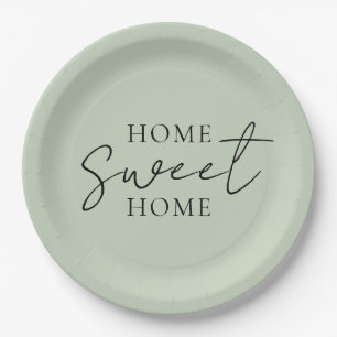 Assiettes En Carton 'Home Sweet Home' Douce Sauge Verte Ferme Maison R