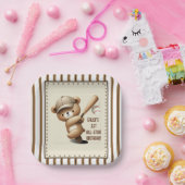 Assiettes En Carton Homerun Hitter Stripe Bear 1er anniversaire (Fête)