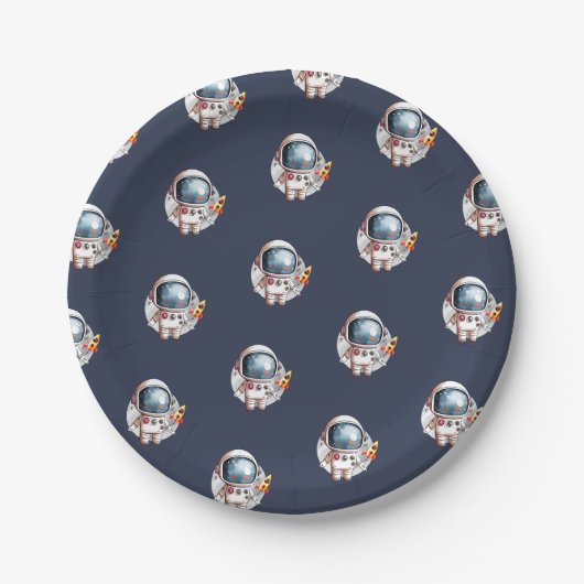Assiettes En Carton Homme de l'espace Fusée spatiale Lune (Devant)