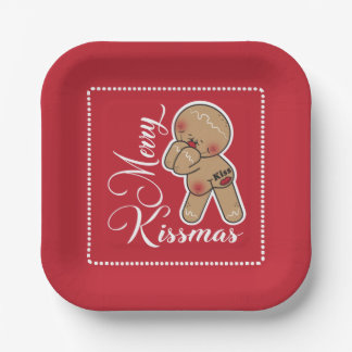 Assiettes En Carton Homme en pain d'épices mignonne Merry Kissmas